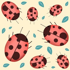 Ladybirds seamless pattern 