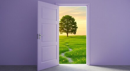 An abstract opening door to the nature
