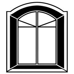 black and white window