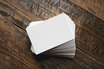 Fototapeta premium Blank White Cards Atop Reclaimed Wood Surface