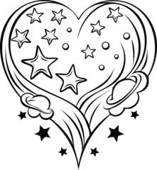 Crédence de cuisine  Galaxy Stars Heart Shape Line Art Design for Books  © YEAHIYA