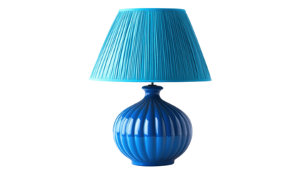 Blue desk lamp on transparent background