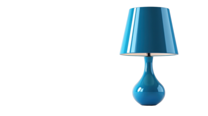 Blue desk lamp on transparent background