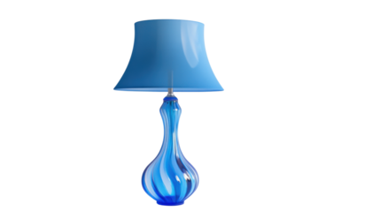 Blue desk lamp on transparent background