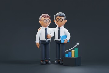 Obraz premium Two Professionals in Suits Analyze Business Data Chart