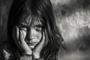 National child abuse awareness month: scared child, covering gesture, emotional wounds, protective instincts, vulnerable children, educational efforts, advocacy against abuse, safety measures.