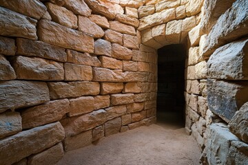 Obraz premium Ancient stone passageway leading into darkness