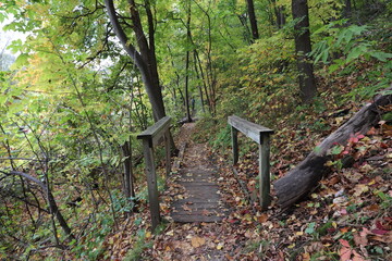 Autumn landscape with trees and lake near Interstate State Park in Taylors Falls, Minnesota. 