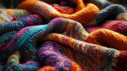 Colorful Knitted Textile Fabric Texture Detail