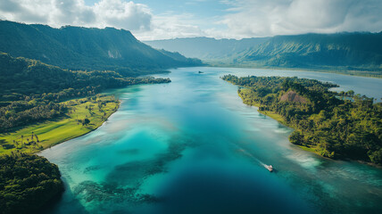 Obraz premium Stunning Aerial View of Tropical Island Coastline