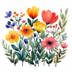 Fototapeta premium Colorful bouquet of flowers with a white background