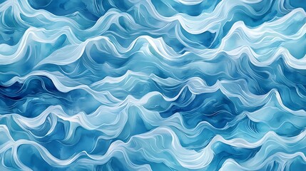 Obraz premium Blue azure turquoise watercolor background with sea waves pattern gradient for textures and web banners