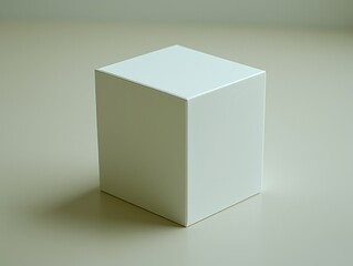 Naklejka premium White cube mockup, studio, neutral background, product display