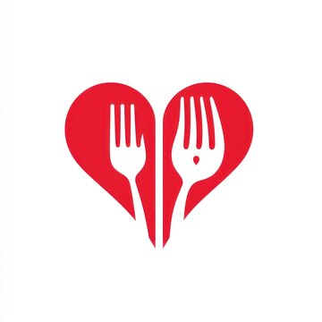 recommend clip art: Two forks inside a heart, food logo, restaurant icon, for use in advertising or marketing
