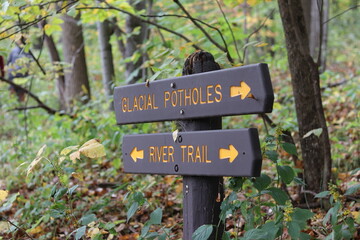 Autumn landscape with trees and lake near Interstate State Park in Taylors Falls, Minnesota. 