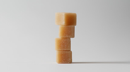 brown sugar cubes on white background