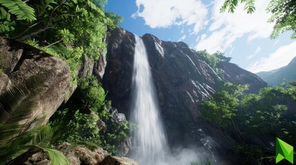 Obraz premium Jungle Waterfall Landscape