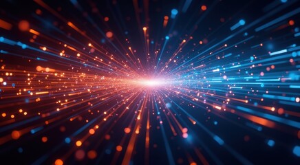 Obraz premium A close up of a blue and orange light with a black background