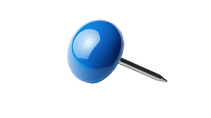 Blue pin on transparent background