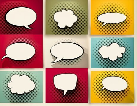 Bulles de dialogue sur fond style bande dessin&eacute;e pop art super-h&eacute;ros. Bande dessin&eacute;e pop art pour texte de super-h&eacute;ros de bande dessin&eacute;e, bulle de dialogue, message en ia