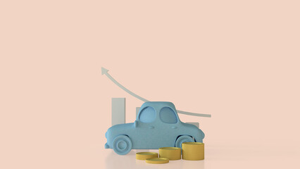 Fototapeta premium The Car and coins for Transport or Business concept 3d Rendering.