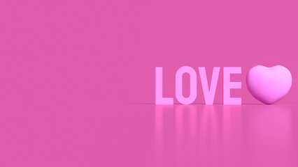 The Love and heart for valentines or romantic concept 3d rendering.
