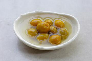 Pickled Chinese plums or Japanese apricots