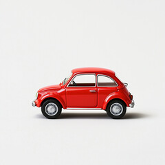 Red Miniature Vintage Car Model on White Background