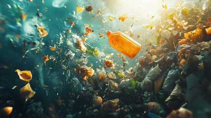 Naklejka premium Plastic Waste and Ocean Pollution An Environmental Crisis