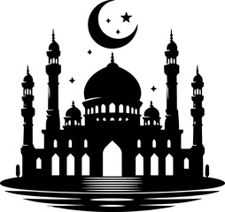 Mosque Silhouette Vector Illustration for Islamic Designs. 