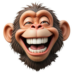 A Happy Chimpanzee Displays a Broad Grin Isolated on Transparent Background