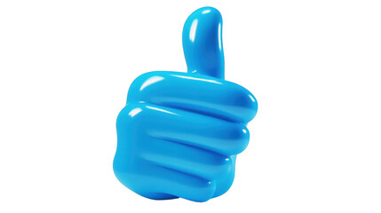 Blue happy emoji emoticon , showing thumb up, like gesture on transparent background