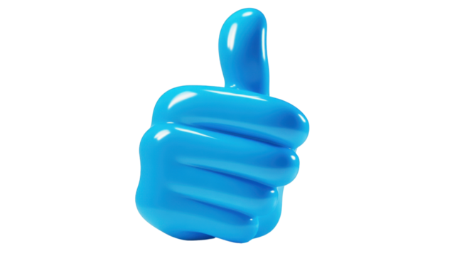 Blue happy emoji emoticon , showing thumb up, like gesture on transparent background - Powered by Adobe