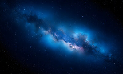 Fototapeta premium Glowing nebulae, stars in dark space suitable for science fiction, astronomy, or space-related concepts. Perfect for backgrounds, book covers, or posters