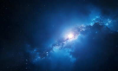 Fototapeta premium Glowing nebulae, stars in dark space suitable for science fiction, astronomy, or space-related concepts. Perfect for backgrounds, book covers, or posters