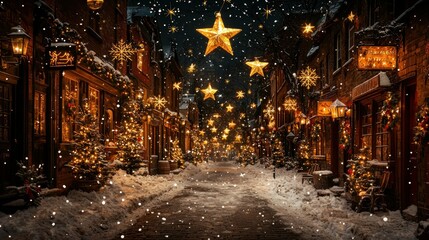 Obraz premium Magical Christmas Eve in a Snowy Village