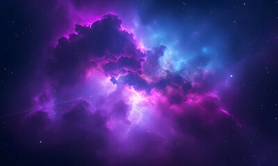 Fototapeta premium Purple nebula glowing among distant stars. Ideal for astronomy books, science websites, and educational materials on outer space exploration