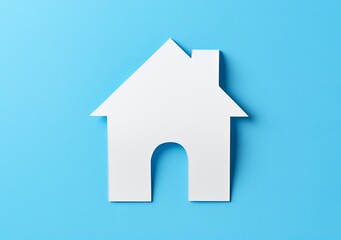  a house silhouette on a blue background, simple, clean, and elegant vector art representing home and comfort.
