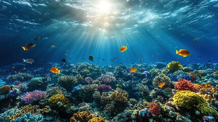 Fototapeta premium Vibrant Underwater Coral Reef Paradise: A Stunning Display of Marine Life