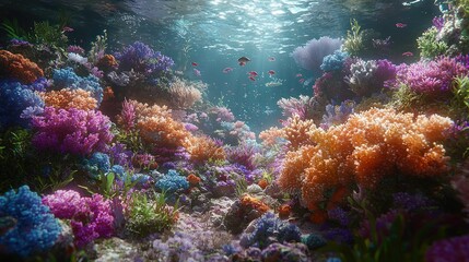 Fototapeta premium Vibrant Underwater Coral Reef Paradise: A Symphony of Colors and Life