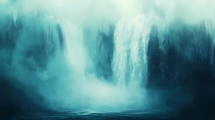 Blurred waterfall background with mist and spray. Ocean Falls. Illustration