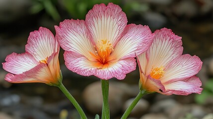 Fototapeta premium Striking Trio: Three Exquisite Eschscholzia Blooming in Harmony