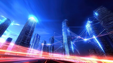 Obraz premium Futuristic City at Night