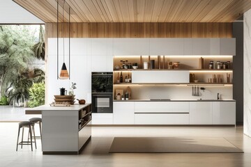 Fototapeta premium Detailed view of a minimalist kitchen with modern appliances