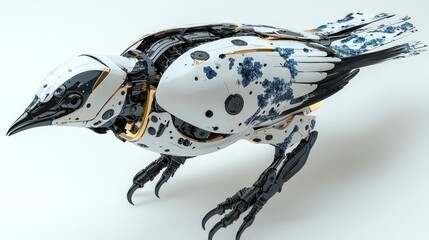 Fototapeta premium Robotic Avian Marvel: A Futuristic Mechanical Bird