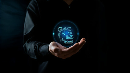 Financial Technology (Fintech) Concept – Mobile Loan and Digital Banking. Quick Loans and Money Lending Online ,fintech banking, mobile lending ,digital cash ,cutting-edge fintech ,secure banking.