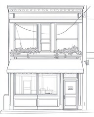 Architectural Sketch of a Two Story Shop Building