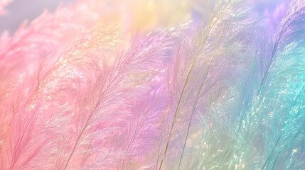 Obraz premium Colorful, pastel softness, long grasses swaying in the wind.