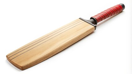 Wooden Cricket Bat with Red Grip