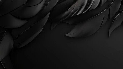 A sleek PowerPoint template with black feathers, luxurious and dramatic aesthetic. 